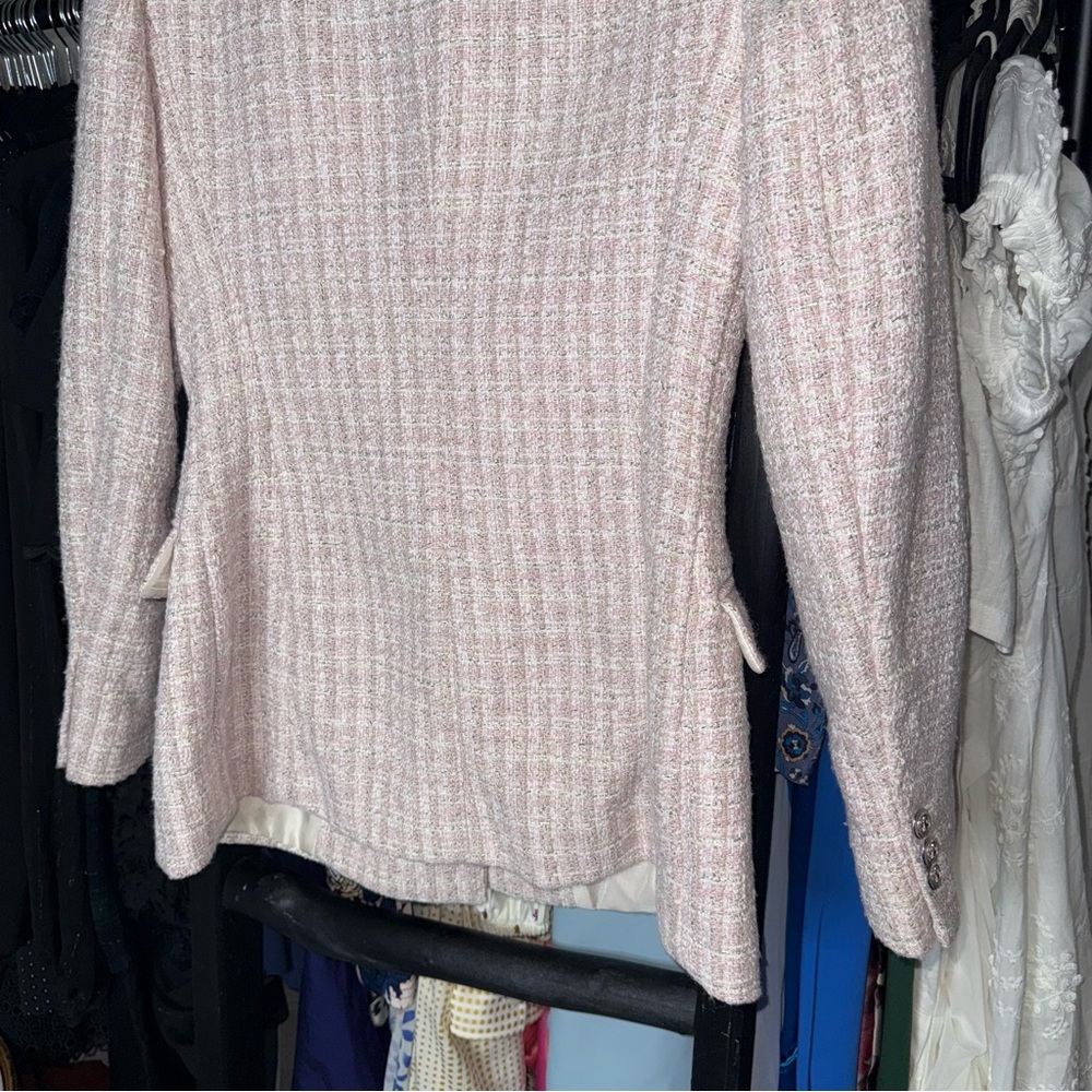 ZARA Pink Tweed Double-Breasted Blazer Jacket - Picture 13 of 17